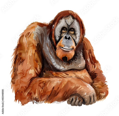 orangutan watercolor digital painting good quality