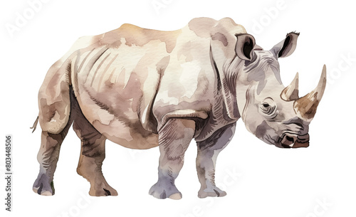 rhino watercolor digital painting good quality