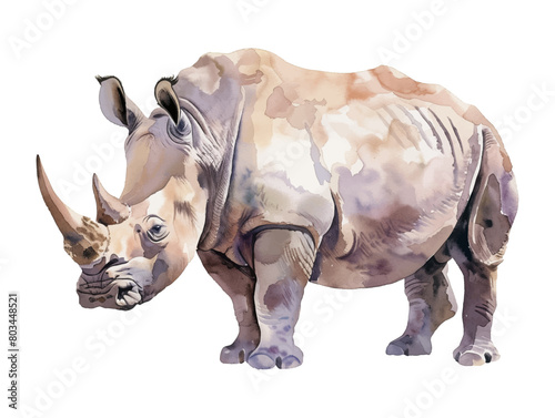 rhino watercolor digital painting good quality