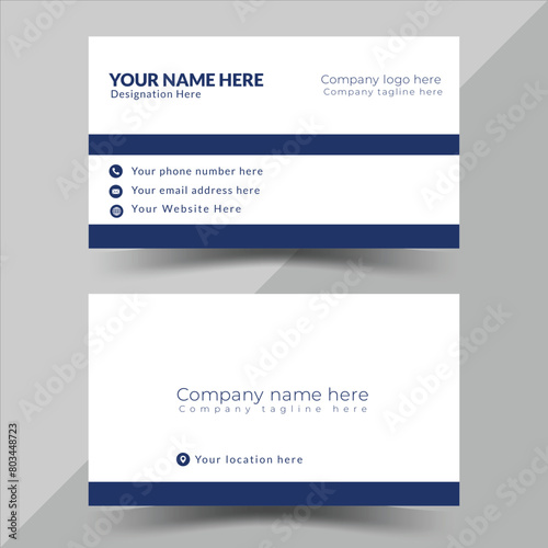 Modern white color business card design . double sided business card design template.