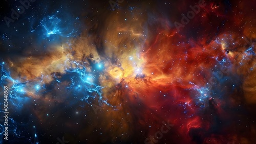 Illuminated Threads in the Abyss  Crafting a Celestial Nebula Tapestry. Concept Textile Art  Celestial Theme  Nebula Inspiration  Tapestry Crafting  Illuminated Threads