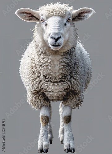 a sheep with horns and a grey background