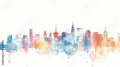 New York City skyline in watercolor