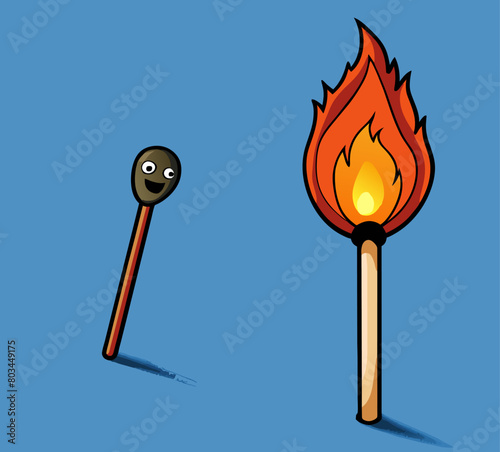 Flame in the Darkness: A Burning Match and Its Extinguished Comrades