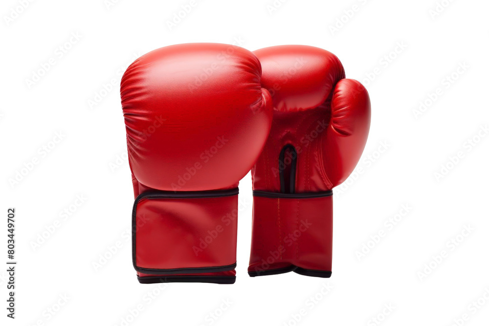 A pair of red boxing gloves, white background, transparent background