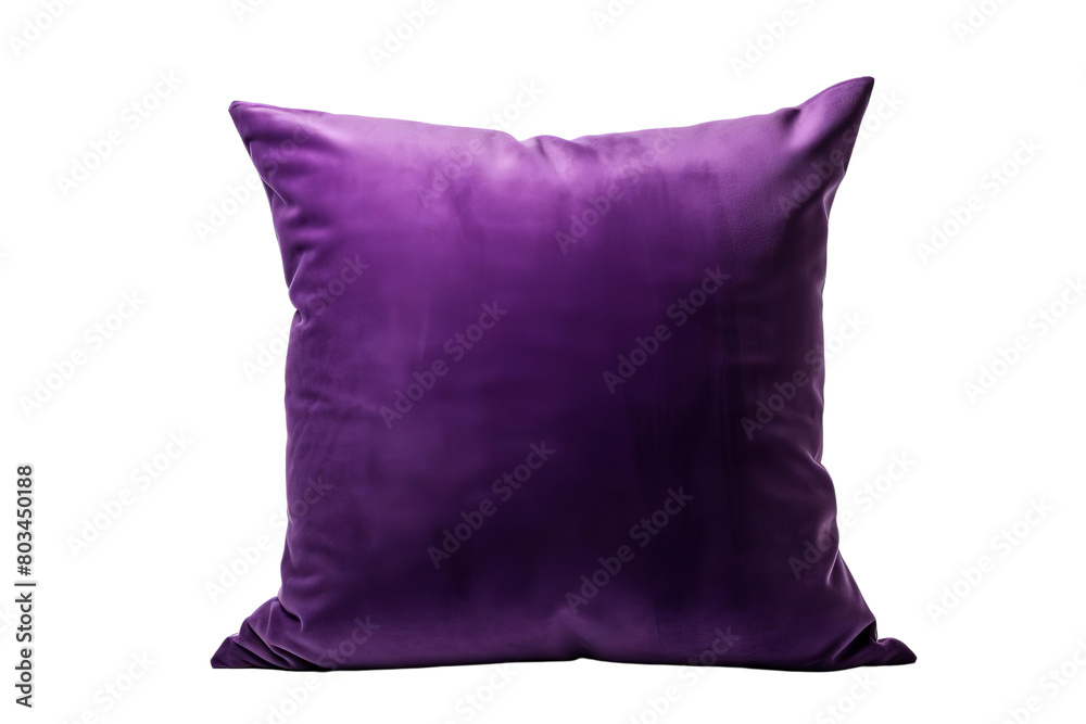 A purple pillow sits on a white background, transparent background A purple pillow sits on a white background, transparent background