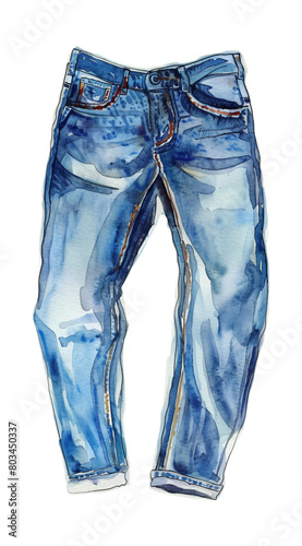 jeans watercolor digital painting good quality