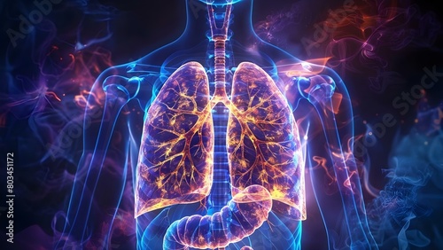 The Impact of Lung Diseases like Pneumonia and Smoking on Respiratory Health. Concept Respiratory Health, Lung Diseases, Pneumonia, Smoking, Impact