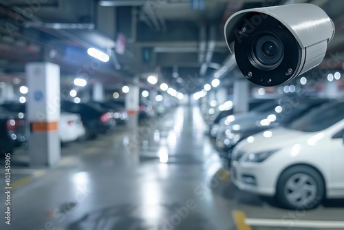 ip cctv surveillance camera for parking security system monitoring and safety concept