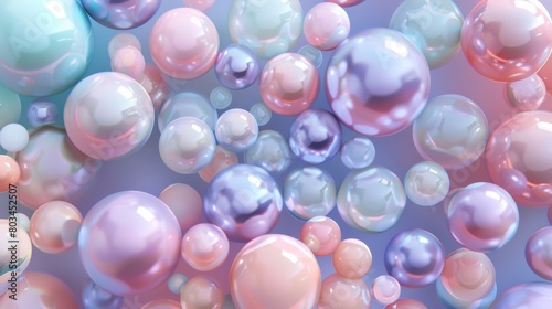 Pastel colored 3d rendered bubbles