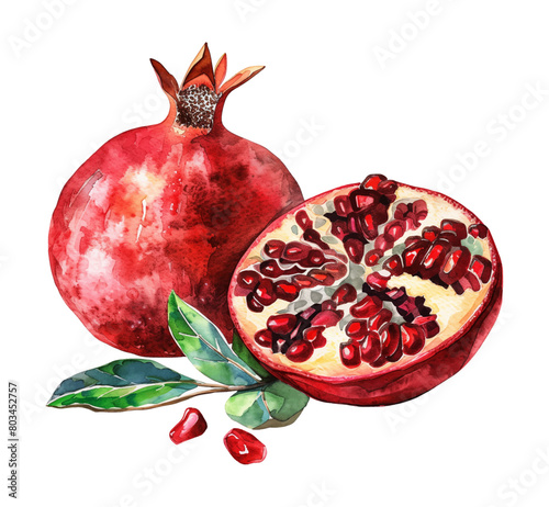 pomegranate watercolor digital painting good quality