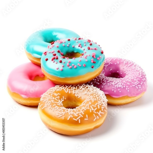 Colorful delicious donuts isolated on white background 