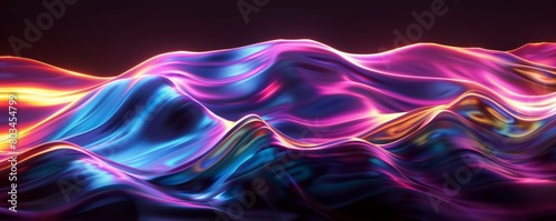 Vibrant neon waves abstract background