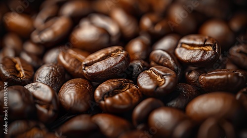 Close-up of rich and glossy coffee beans made with Ai generative technology