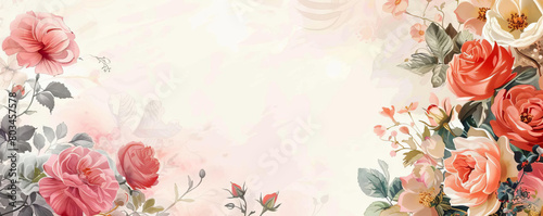 A beautiful watercolor painting of rose flower background © wuttichai