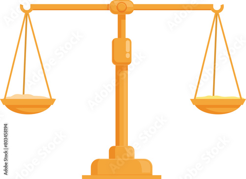 Golden balance scales icon cartoon vector. Compare judge. Concept measure © nsit0108