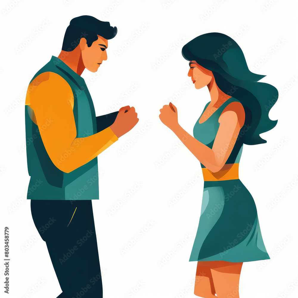 Obraz premium Angry man and woman fight. Human conflict.