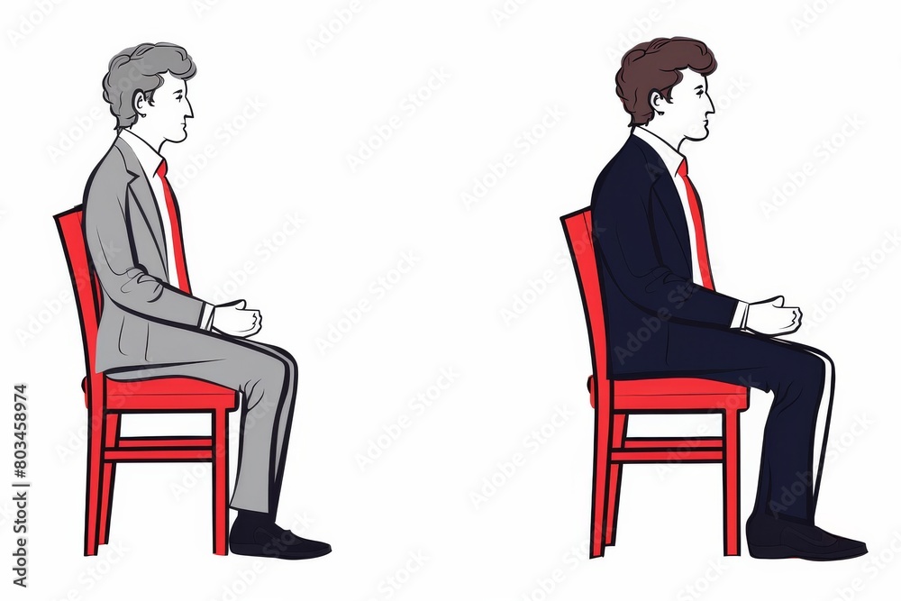 Man in Suit Sitting on Red Chair Man in Suit Sitting on Red Chair