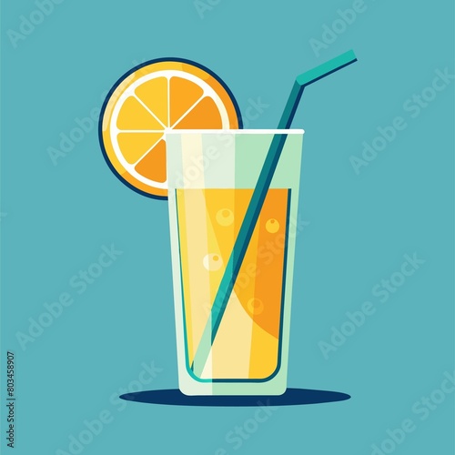 Art & Illustration, A raster image of a glass of lemonade on a colorful background.