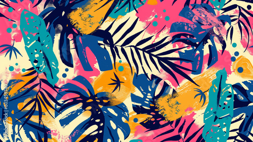 Abstract jungle print  bold brushstrokes and vibrant colors