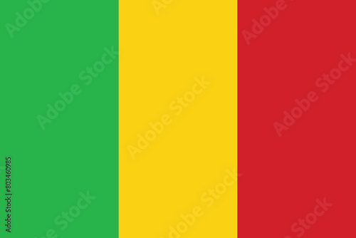 National flag of Mali original size and colors vector illustration, drapeau du Mali flag, Flag of the Republic of Mali or pan-African colours mali flag
