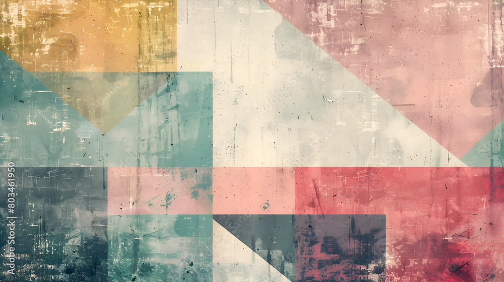 Soft Pastel Tones in an Abstract Geometric Grunge Background Design