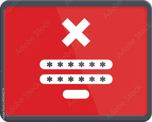 Red alert error password icon cartoon vector. User access denied. Confused enter