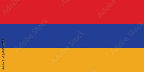 National flag of Armenia original size and colors vector illustration, Armenian Tricolour flag Republic of Armenia photo