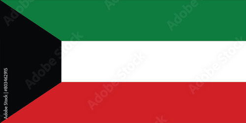 National flag of Kuwait original size and colors vector illustration, Alam Baladii Derti used Pan-Arab colours, State of Kuwait flag