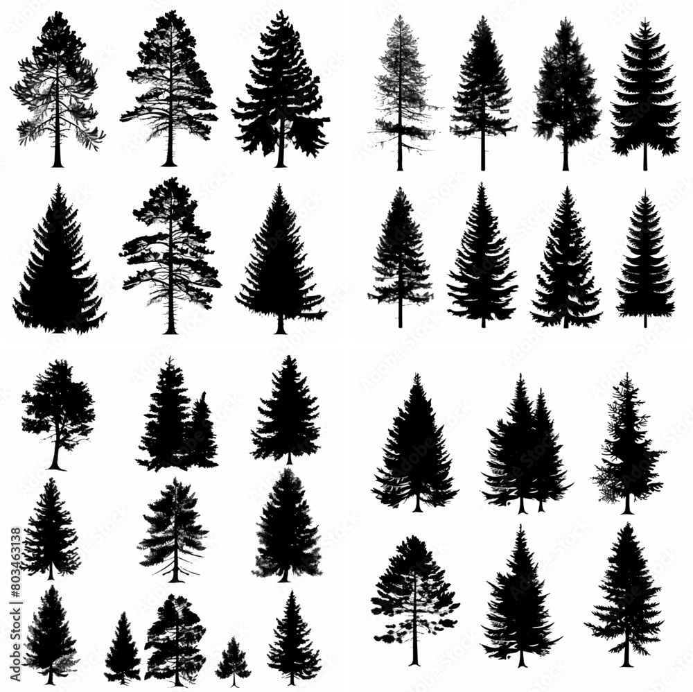 black tree silhouette set pure badge eco outline recreation breath emblem label protection graphic pine trunk woodland black tree silhouette set pure badge eco outline recreation breath emblem label protection graphic pine trunk woodland