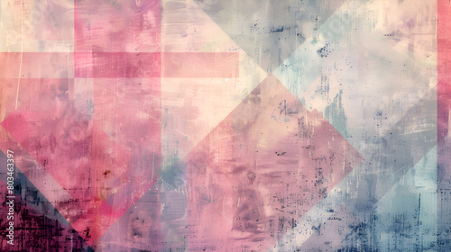 Pastel Abstract Geometric Art on a Distressed Grunge Background Ideal for Modern Graphic Projects
