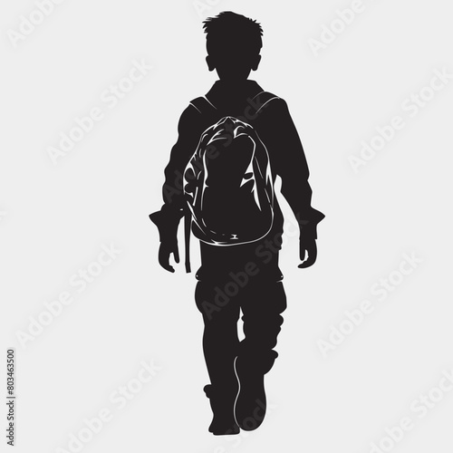 silhouette of a schoolboy on a white background. Generative AI