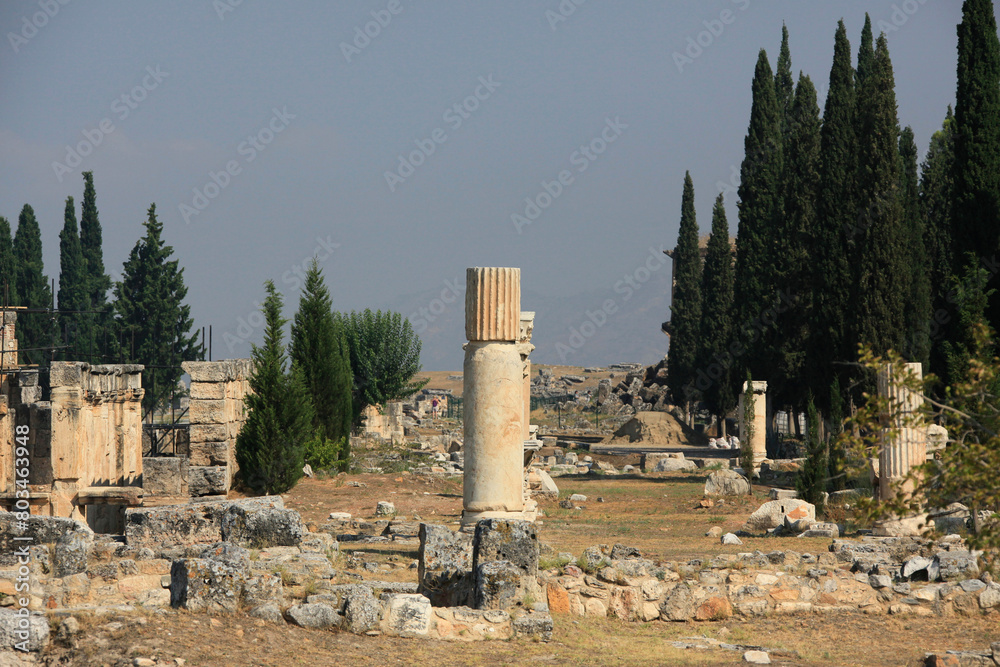 Hierapolis ancient City, landscape near Pamukkale, Denizli, Turkey