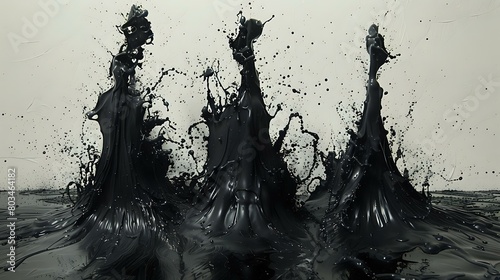 Expressive Movement  Black Ink Splatters Trio