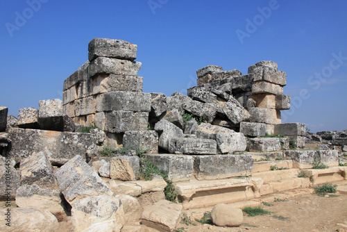 Ruins of ancient Greek city Hierapolis near Pamukkale, Turkey. Unesco World Heritage Site