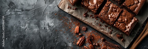 tray of brownies with pecans on a table photo