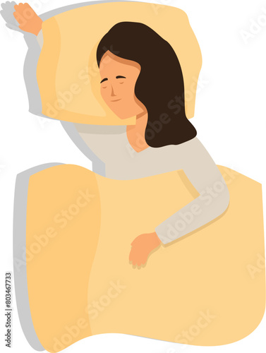 Resting sleeping female icon cartoon vector. Calm resting. Snore time night © nsit0108
