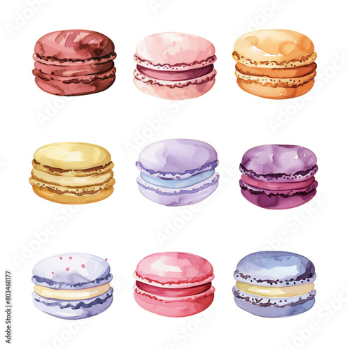 macaron set bundle watercolor digital painting good quality
