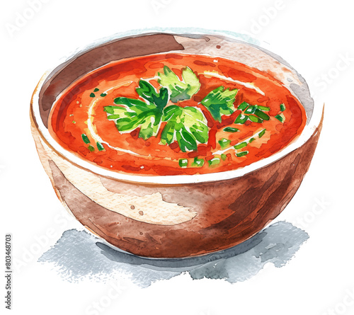 red tomato soup watercolor digital painting good quality