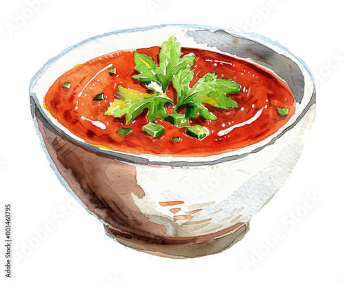 red tomato soup watercolor digital painting good quality