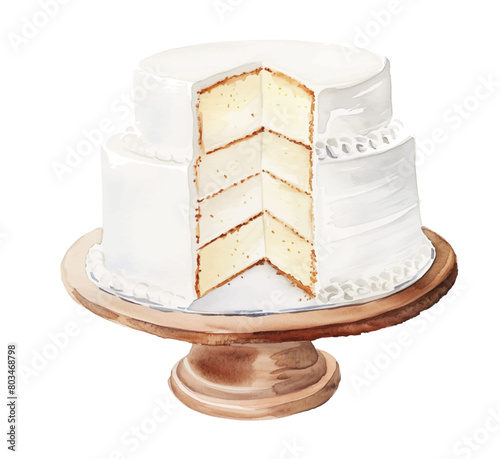 white cake watercolor digital painting good quality