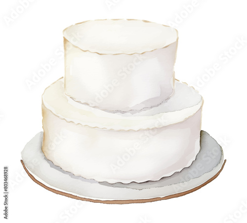 white cake watercolor digital painting good quality