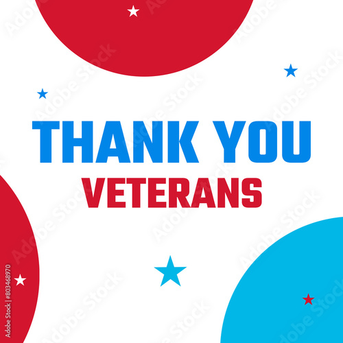 Thank you Veterans - Honoring all who served greeting card design. Flat design