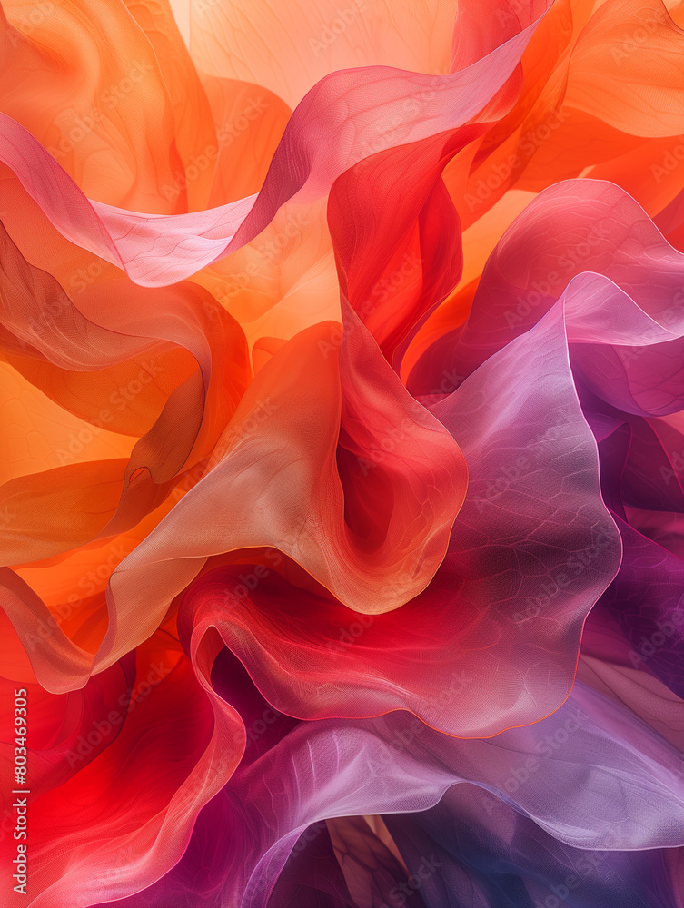 Obraz premium The abstract background swirls with vibrant colors, resembling the delicate folds of silk fabric as they gently sway.