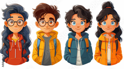 set of cartoon characters faces on a white background. Generative AI