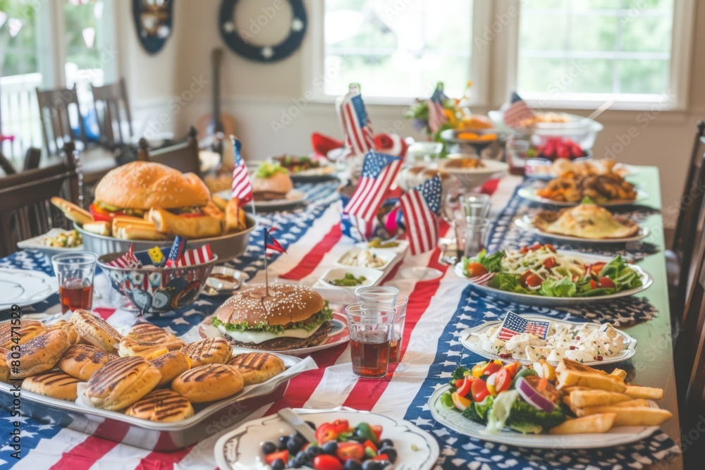 Table set up for 4th of july, independence day celebration
