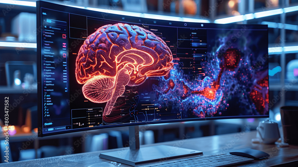 Doctor surgeon and neurologist use robotic and medical technology diagnose and examine patient brain with intelligence software. AI, Innovation, Science and technology digital medical, Generative AI. Doctor surgeon and neurologist use robotic and medical technology diagnose and examine patient brain with intelligence software. AI, Innovation, Science and technology digital medical, Generative AI.