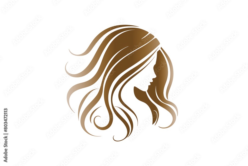 A woman with long brown hair is shown in a gold color