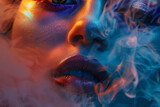An HD image showcasing abstract makeup with a smoky and ethereal atmosphere, exuding mystery and allure.