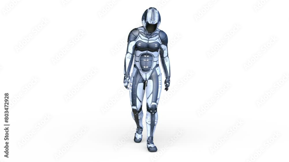うつむいて歩くサイバーマン 3DCGレンダリング うつむいて歩くサイバーマン 3DCGレンダリング